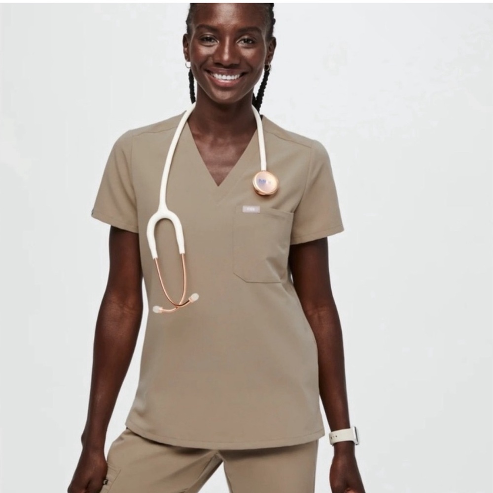 Latte small figs scrub shirt